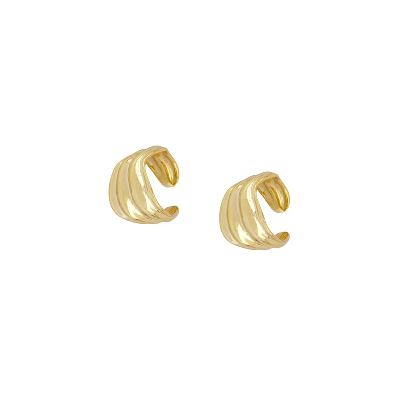 TIANDE Gold Color Irregular Wrinkle Wide Ear Cuffs Earrings for Women Boho Fake Piercing Clip Earrings 2023 Jewelry Wholesale