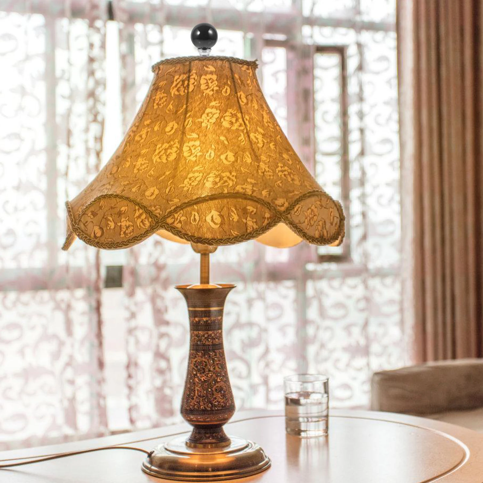 

Decorative Knob Lighting Lamp Finials Caps Shade Topper Black Golden Base for Table Floor Lamps Accessories