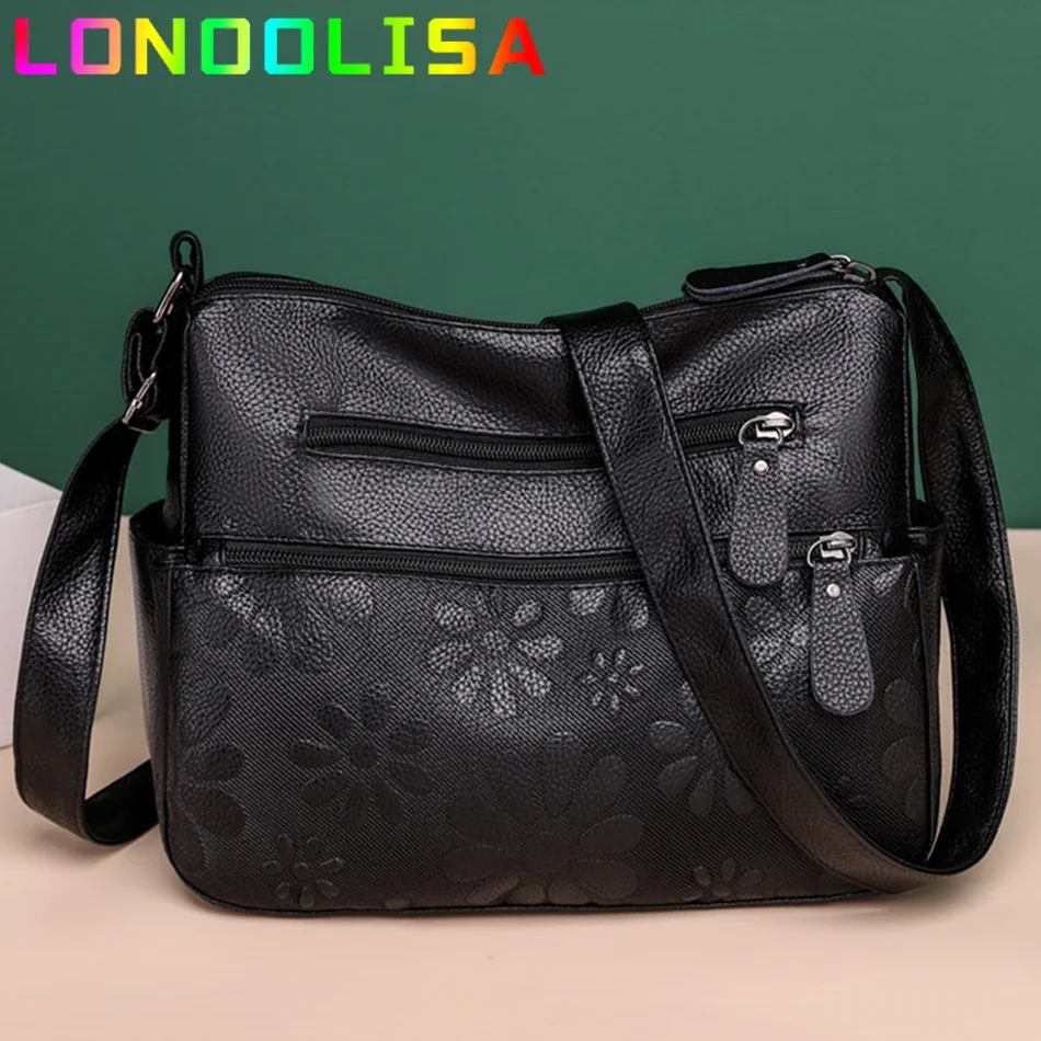 2 Layers Casual Women\'s Bags New Large Capacity Shoulder Crossbody Handbags and Purse Multi-pocket Leather Messenger Sac Bolsa