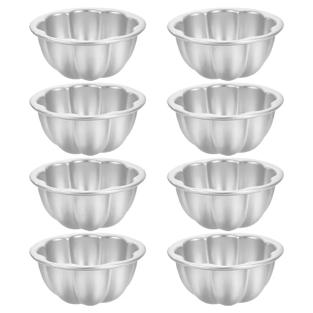 

8pcs Baking Mold Aluminum Alloy Cake Molds for Baking Chocolate Egg Tart Pudding Jellies Flower Shape Metal Nonstick