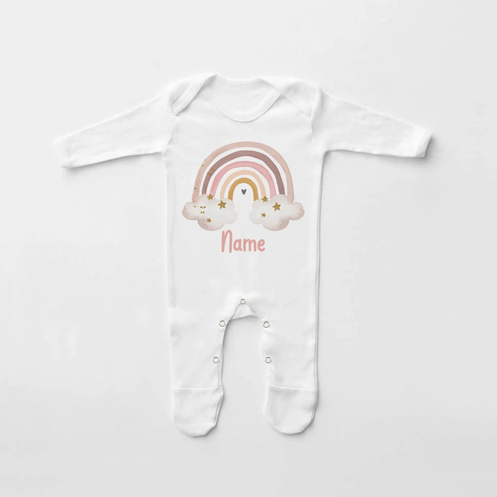 Personalised Rainbow Babygrow Sleepsuit Baby Coming Home Outfit Custom Name Infant Sleepsuit Newbron Shower Gift Baby Clothes