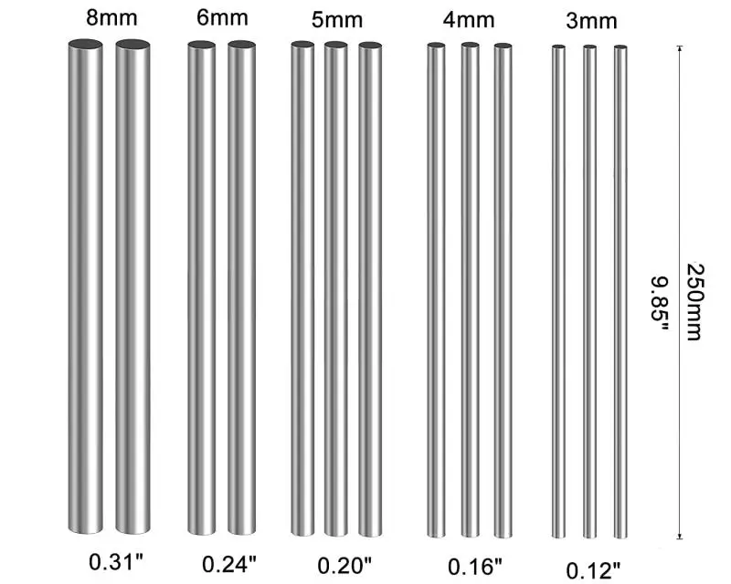 1/5pcs 304 Stainless Steel Rod Diameter 2mm-14mm Linear Shaft Round Rod Ground Rod 125/200/250/330/500mm Long