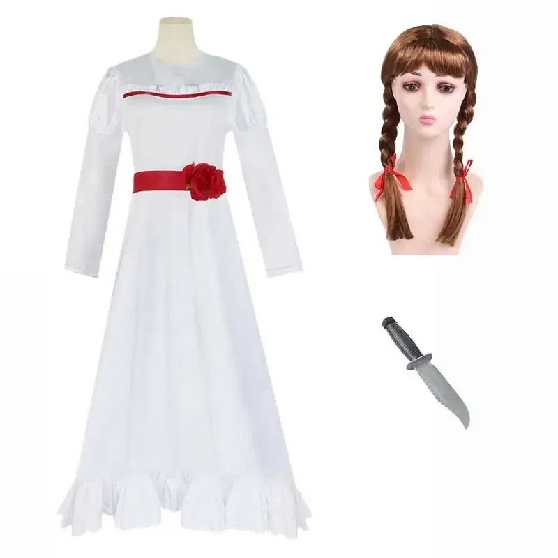 Kinder beängstigend Annabelle Kostüm für Mädchen Annabelle Cosplay Kostüm Kleid Frauen Halloween übertreffen