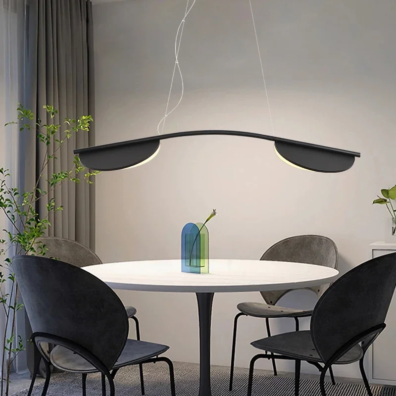 Modern Simple Luxury Chandeliers Leaf Long Strip LED Pendant Lamp for Dining Living Room Kitchen Island Study Lighting Fixtures