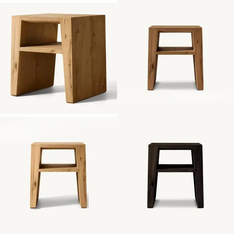 Exquisite Handmade Solid Wood Country Side Table with Drawers for Bedroom Home Decoration Furniture