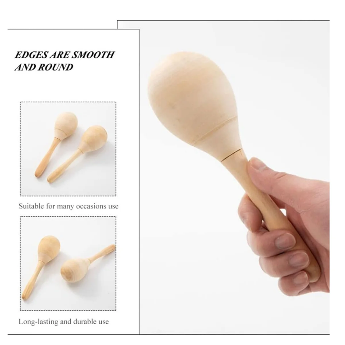 12pcs Unfinished Wooden Maracas Blank Wood Rumba Shaker Rattle Orff Hand Percussion Musical Instrument for Adults Kids