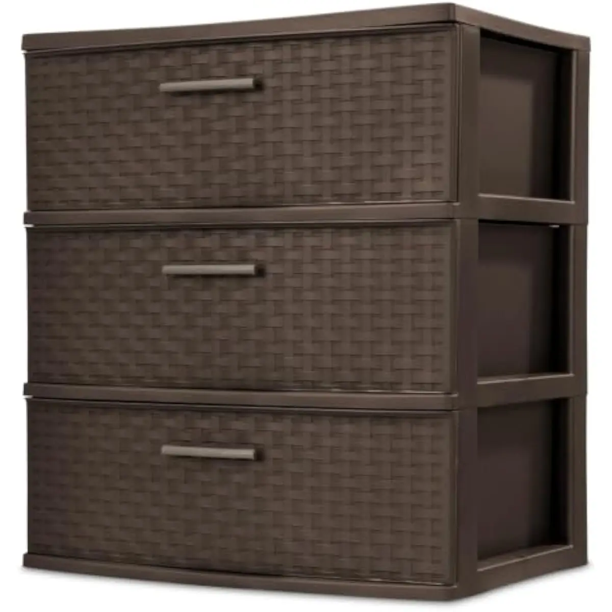 Wide 3-Drawer Vertical Storage Tower in Espresso Finish | Plastic Construction | 15.875 x 21.875 x 24 Inches Exterior | Opaque S