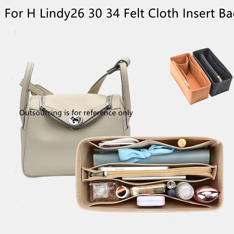 For Lindy 26 30 34 Felt Purse Organizer Insert bag For Tote Shaper Cosmetic Bags Portable Makeup Handbags Inner Storage