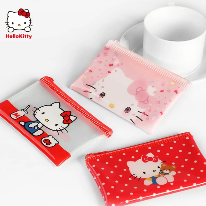 

Sanrio HelloKitty Cartoon Makeup Bag Girl PVC Waterproof Large Capacity Lipstick Change Storage Bag Kids Cartoon Cute Pen Bag