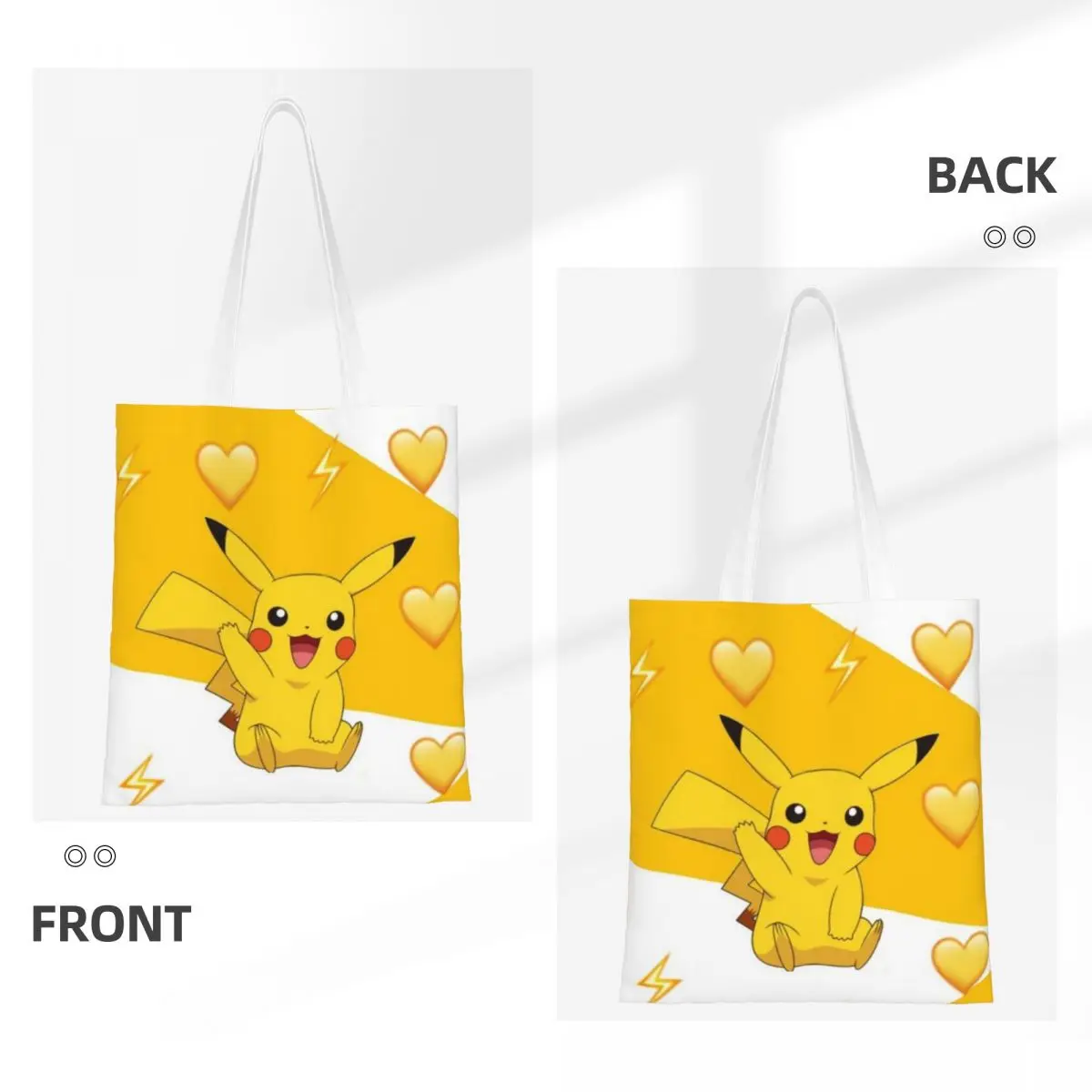 Custom Kawaii Print Cartoon Animation Pokemon Pikachu Shopping Tote Bags Reusable Canvas Shoulder Shopper Handbag