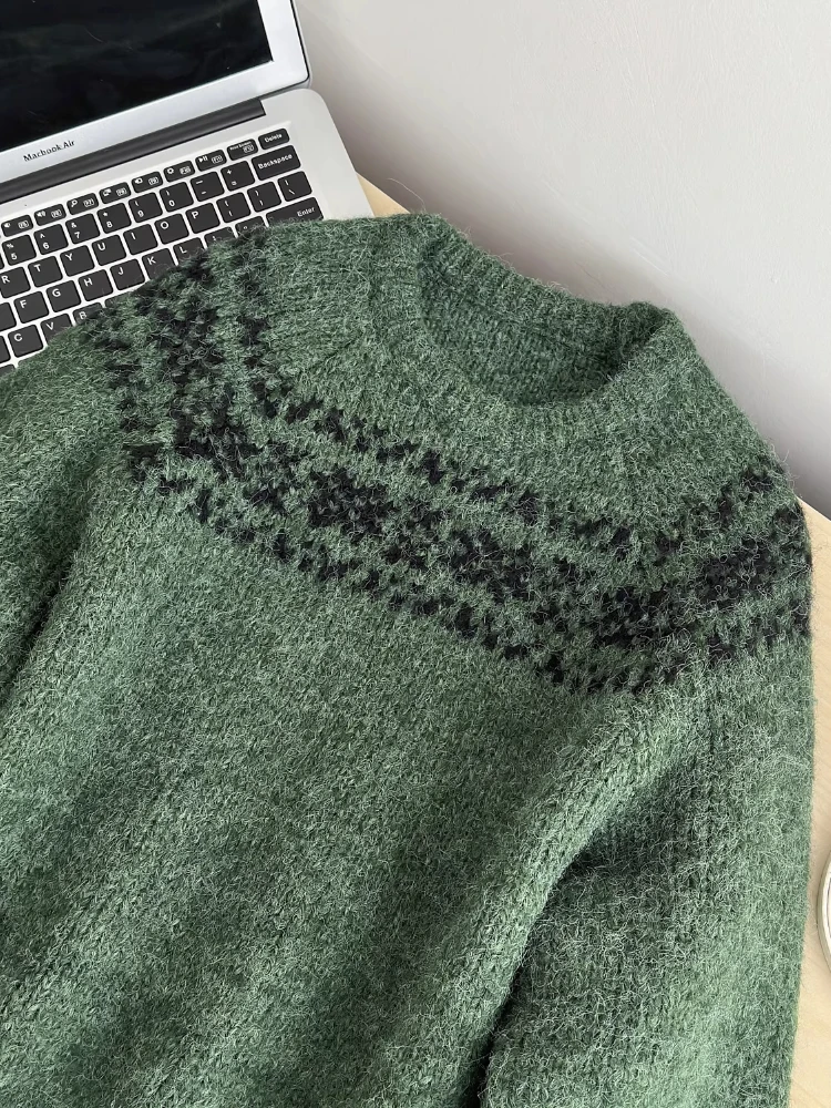 Feminino americano vintage pulôver camisola outono inverno design de moda solto fino malhas topos feminino casual quente novo