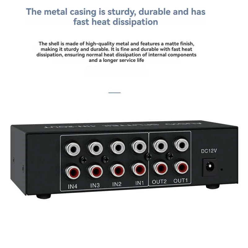

N86R 4-In-2-Out Audio Switch Mixer Splitter, Stereo High-Fidelity Design With Op Amp, Volume Adjustment, No Switching