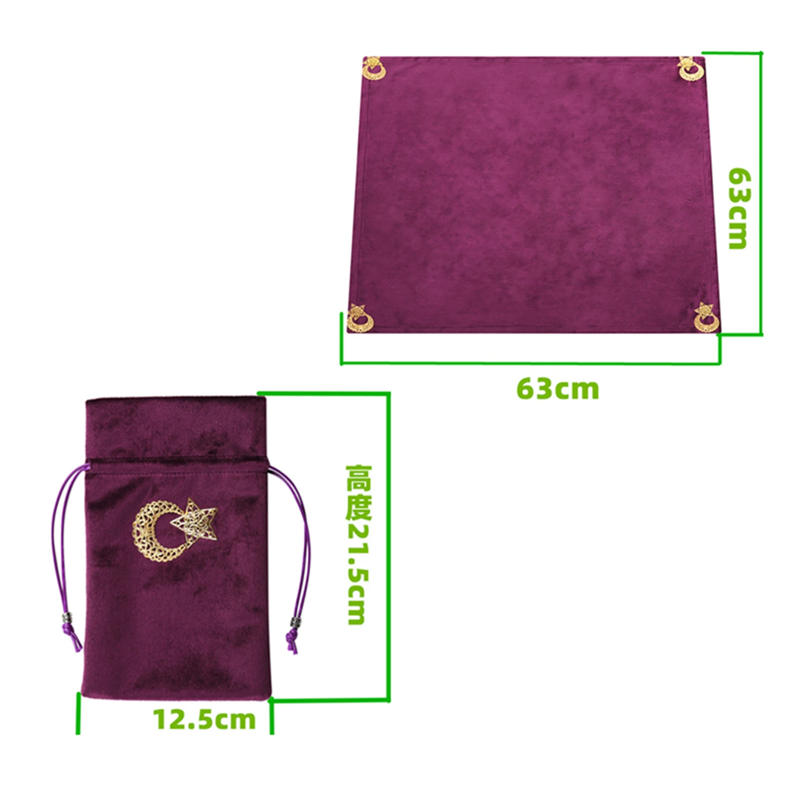 

Tarot Cards Divination Tablecloth Flannel Velvet with Tarot Bag Set for Board Games Rituals and Fortune Reading