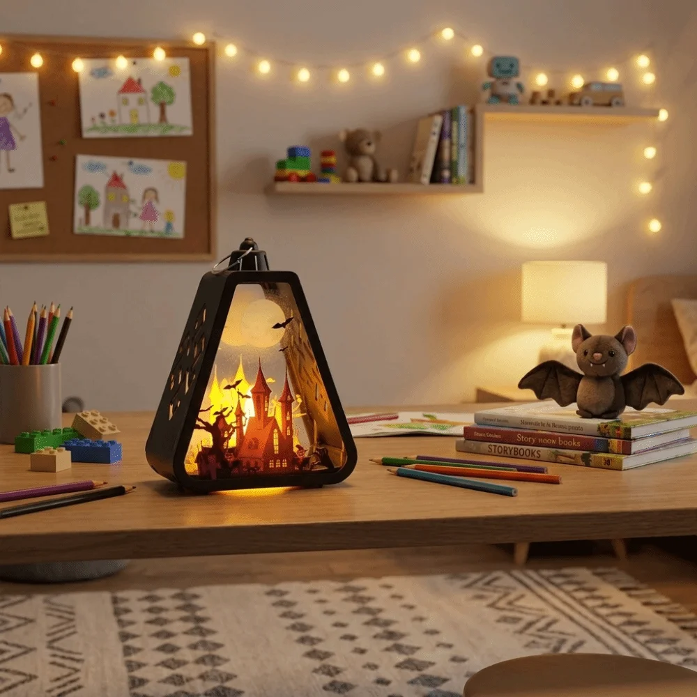 Portable Plastic Halloween LED Lamp Battery Operated Cordless Handheld Lanterns LED Light Halloween Night Light Classroom Decor