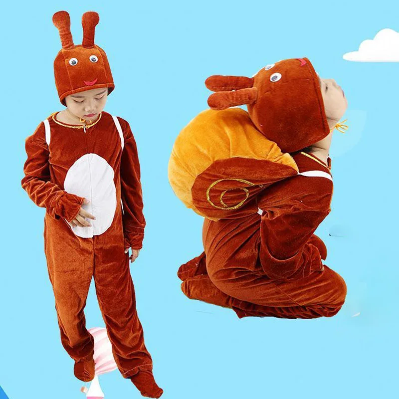 Kid&Adult Green Yellow Red Brown Snail Costume 5pcs Set Halloween Party Cosplay Animal Snail Clothes Clothing for Boys Girls