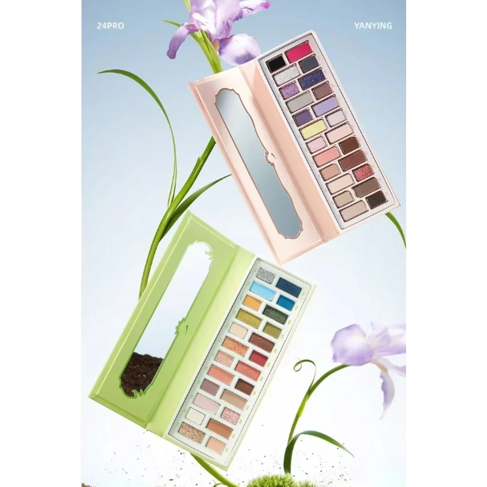 Qian Yan Paleta de sombras de 24 cores fosca brilhante pérola glitter de longa duração à prova d'água azul esfumaçado cosméticos de maquiagem coreana