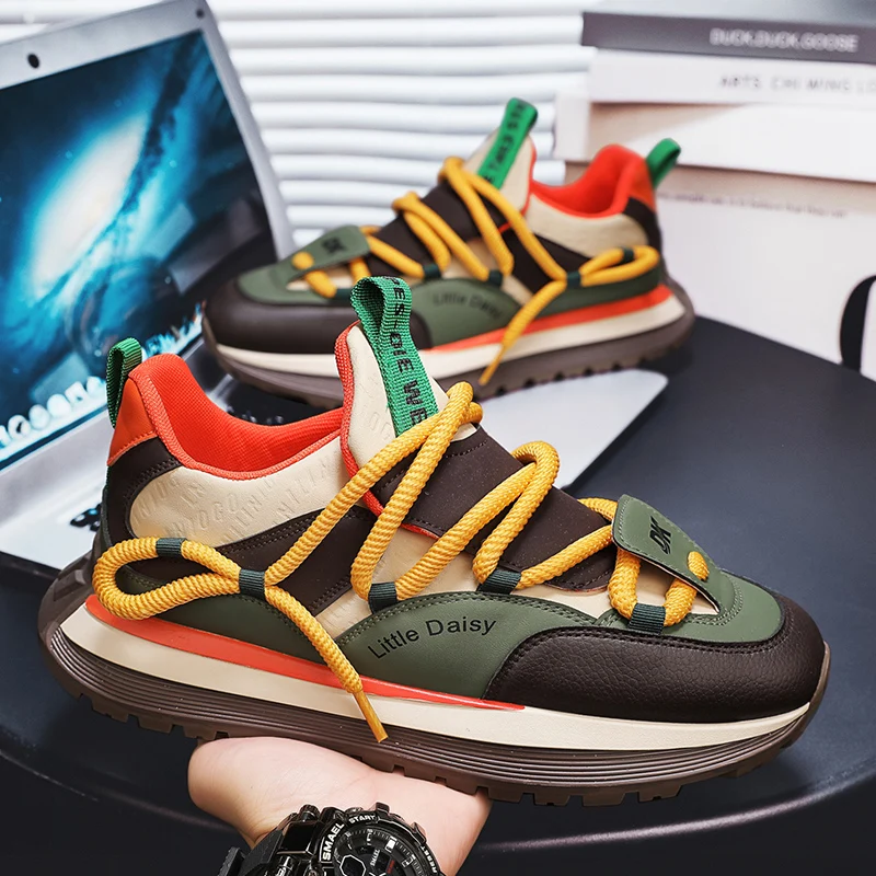 

Trend Harajuku Men Platform Sneakers Leather Casual Men Sneaker Comfortable Versatile Outdoor Sneakers for Men Designer Sneakers