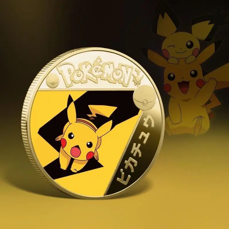 40mm Pokemon Anime Pikachu Medaillon Gedenk metall neues Handwerk Kawaii Gold Gedenk geschenkset Geburtstags geschenk die Münze