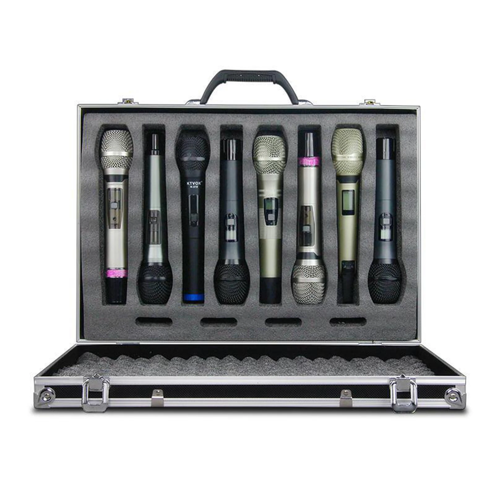 Microphone Carry Case Live Broadcast Stage Impact Resistant Chat Room with Sponge Lining Instrument Storage Case Mic Storage Box 