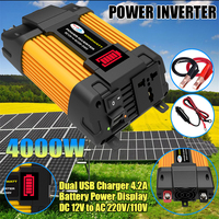 300W 4000W Peak Car Power Inverter Y4000 12V to 110V/220V 5-Level LED Battery Display Dual USB 8 Protections Cigarette Lighter G
