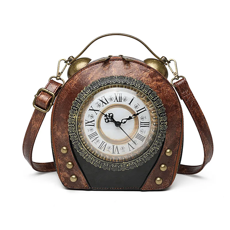 New Women\'s Bag Retro Hand-held Package Walkable Clock Women\'s Bag One Shoulder Cross Bag Handbag