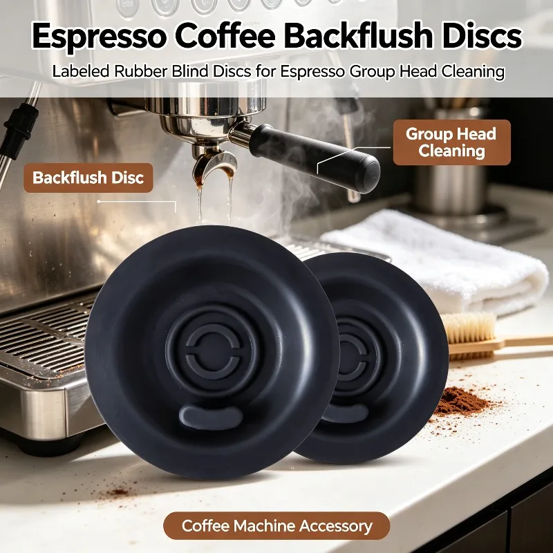 58mm Espresso Backflush Disc 10 PCS, Rubber Blind Disc With Tab for Espresso Machine Group Head Cleaning Accessories
