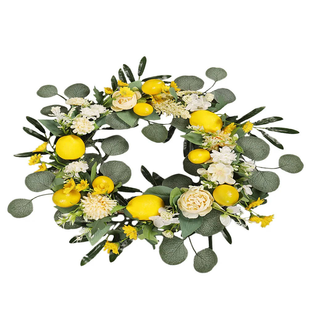 

Front Door Decor Wreath Garland Summer Decoration Household Silk Flower Lemon for