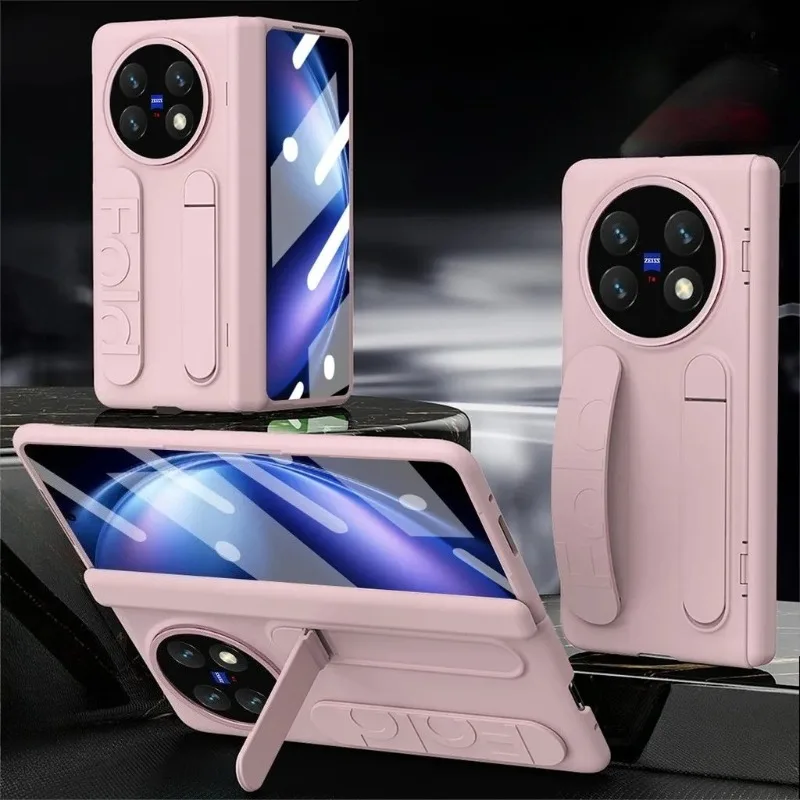 

Full Protection WristStrap Phone Case for Vivo X Fold 5 3Pro Matte Shockproof Invisible Bracket Holder Protection Cover