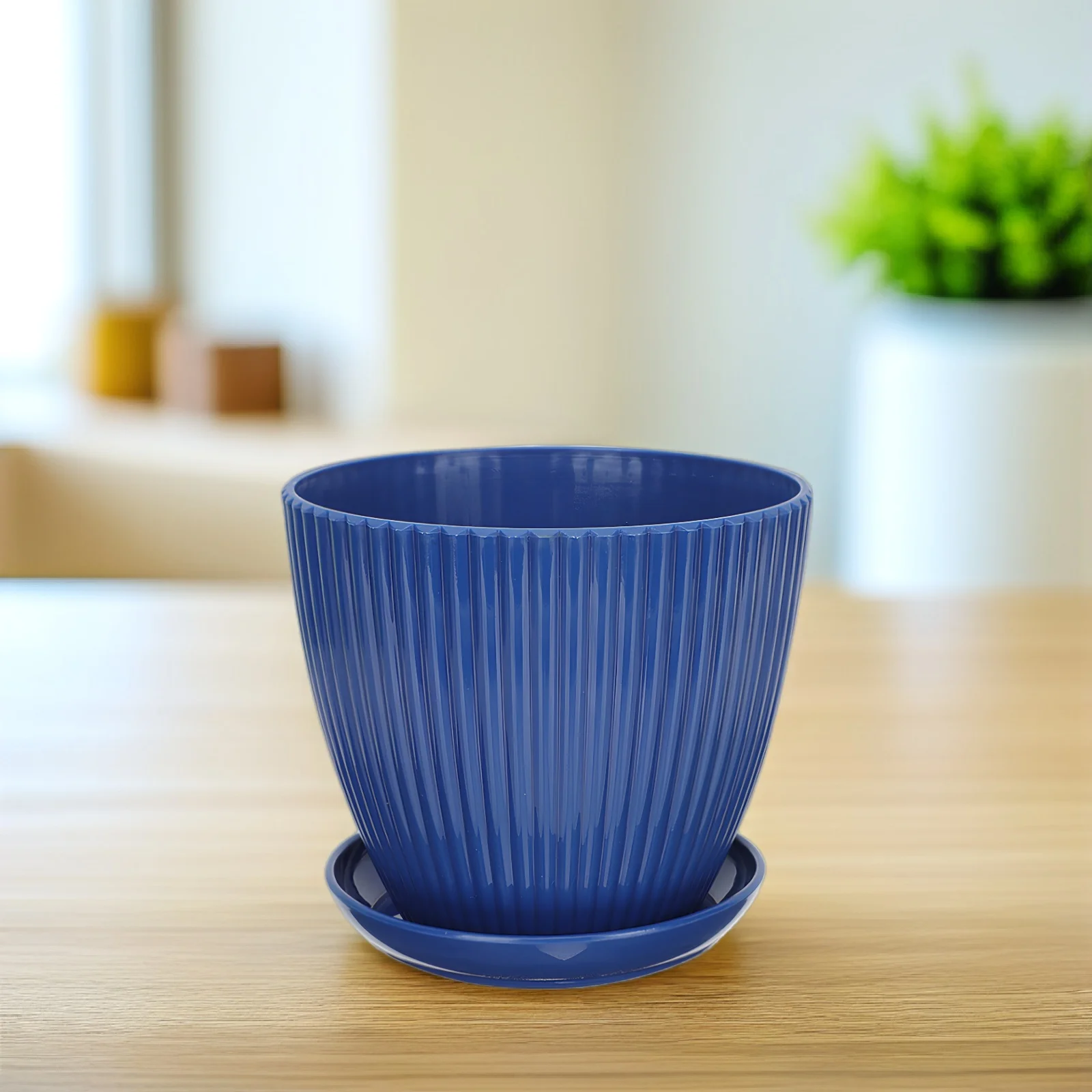 

5pcs Green Plant Flower Pots Round Plastic Planter For Indoor Garden Succulent Container With Tray Multipurpose Nursery Pot