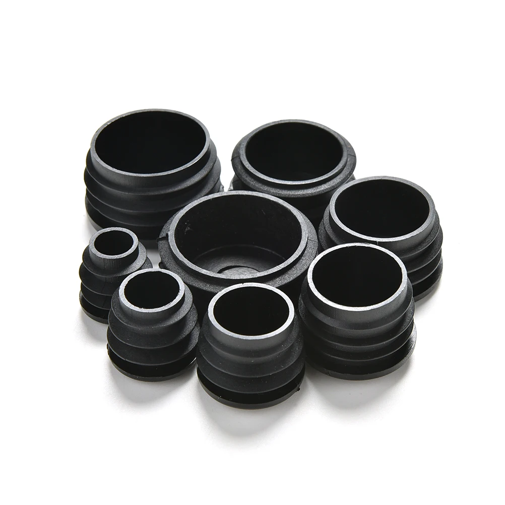 10Pcs 16mm~35mm Black Plastic Blanking End Caps Cap Insert Plugs Bung For Round Pipe Tube