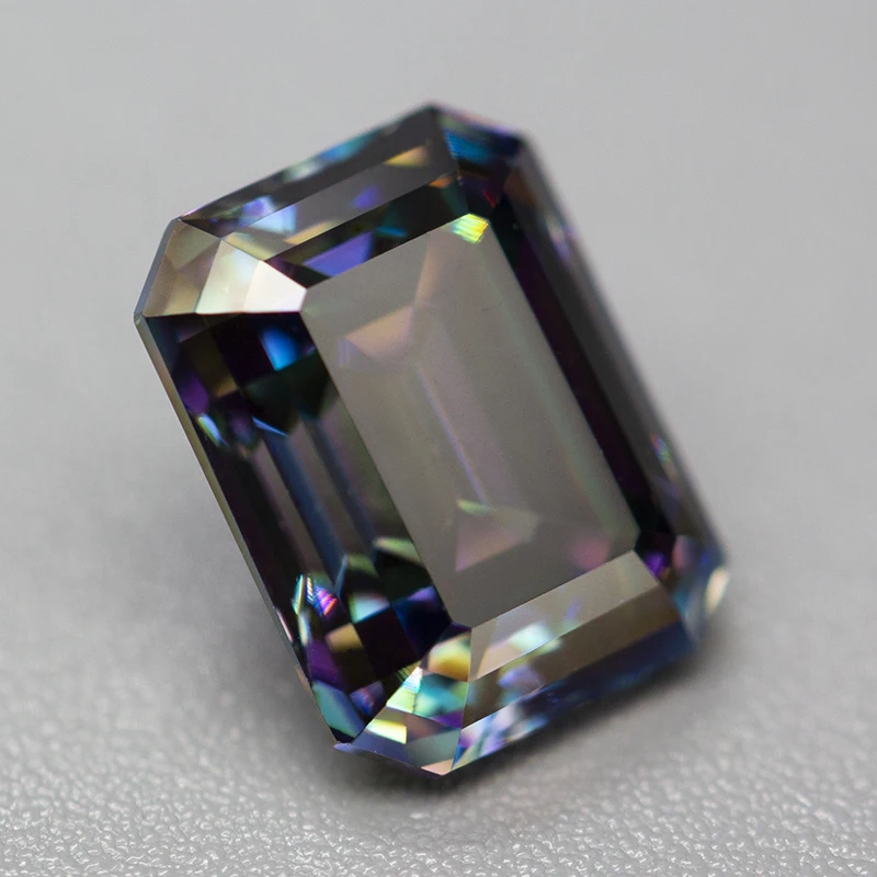 인증서가 포함된 레인보우 컬러 모이사나이트 스톤 에메랄드 컷 0.5-5.0ct GRA 보고서가 포함된 포지티브 패스 다이아몬드 테스터