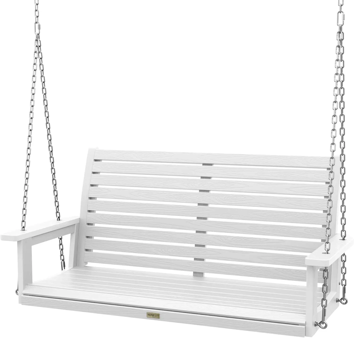 Yefu Hanging Porch Swing Outdoor,2-Seat Patio Swing Bench,All-Weather Swing Chair With Hanging Chains,Look Like Real Wood,For