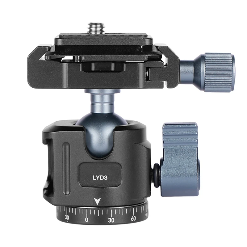 Universal Tripod Ball Pan-Tilt Quick Release 360° Ball Pan-Tilt W Arca +Cold Shoe Mount For DSLR Camera Tripod Monitor