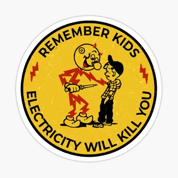 Yellow Reddy Kilowatt Electricity Will  5PCS Stickers for Living Room Water Bottles Funny Decorations Kid Stickers Bumper