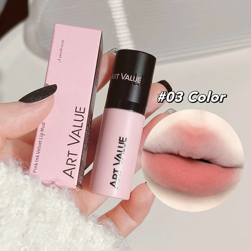 ART VALUE Matte Liquid Lipstick Long-lasting Waterproof Silky Smooth Pink Mist Velvet Lip Glaze Lightweight Makeup Lip Mud Tint