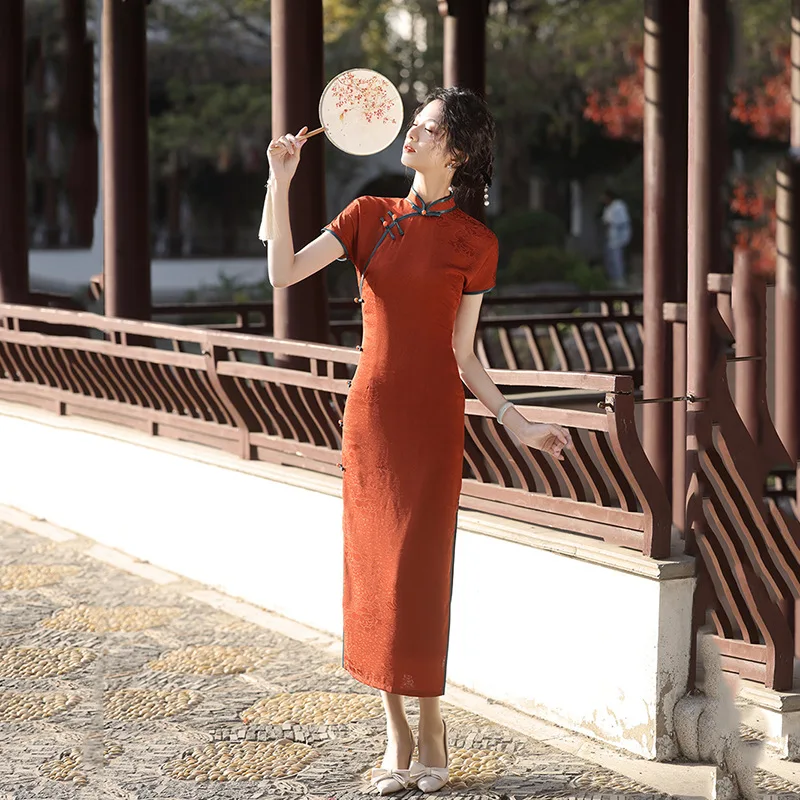 

Chinese Traditional Sexy Wome Summer Short Sleeve Handmade Button Silm Qipao Dress Vintage Lady Cheongsam