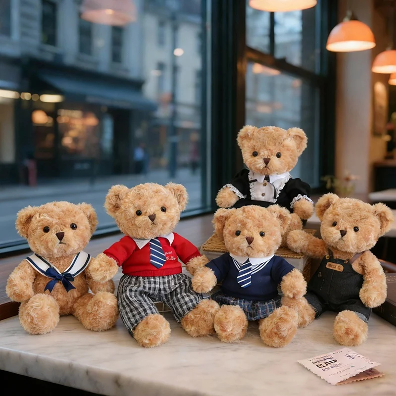 

45cm Teddy Bear With Dress Plushie Toy Dolls Cartoon Soft Stuffed Dolls Cute Bear Plush Toy Gift Kawaii Companion Toys Dolls