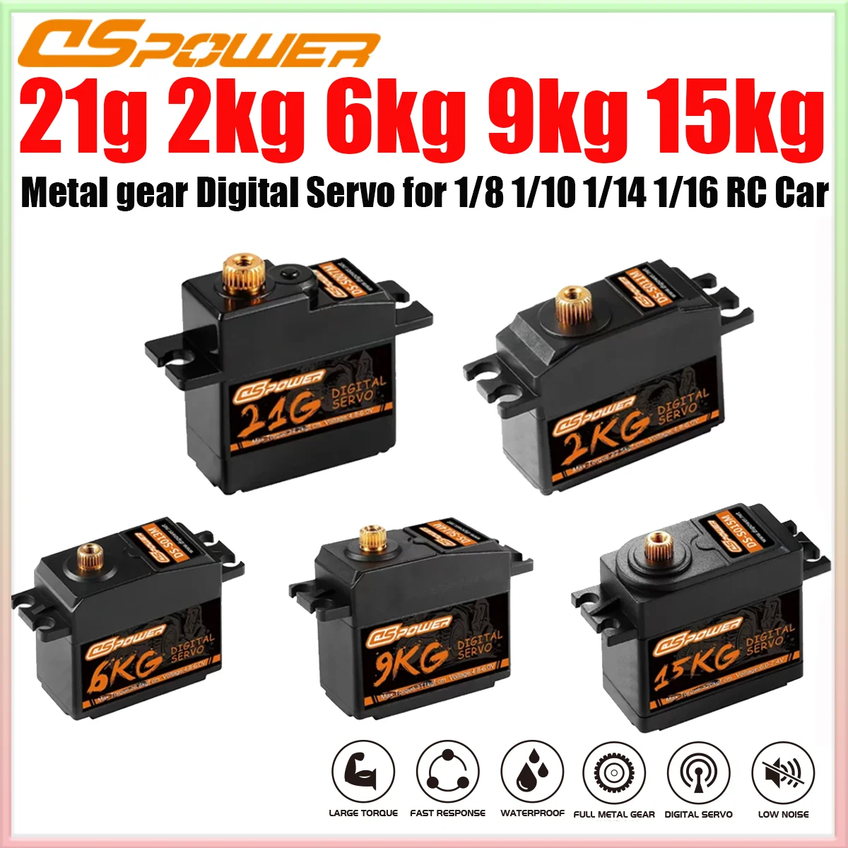 DSpower 21g 25g 2kg 6kg 9kg 15KG Metal Gear Waterproof Servos Micro Servo for 1/8 1/10 1/14 1/16 RC Crawler Car Helicopter Boat