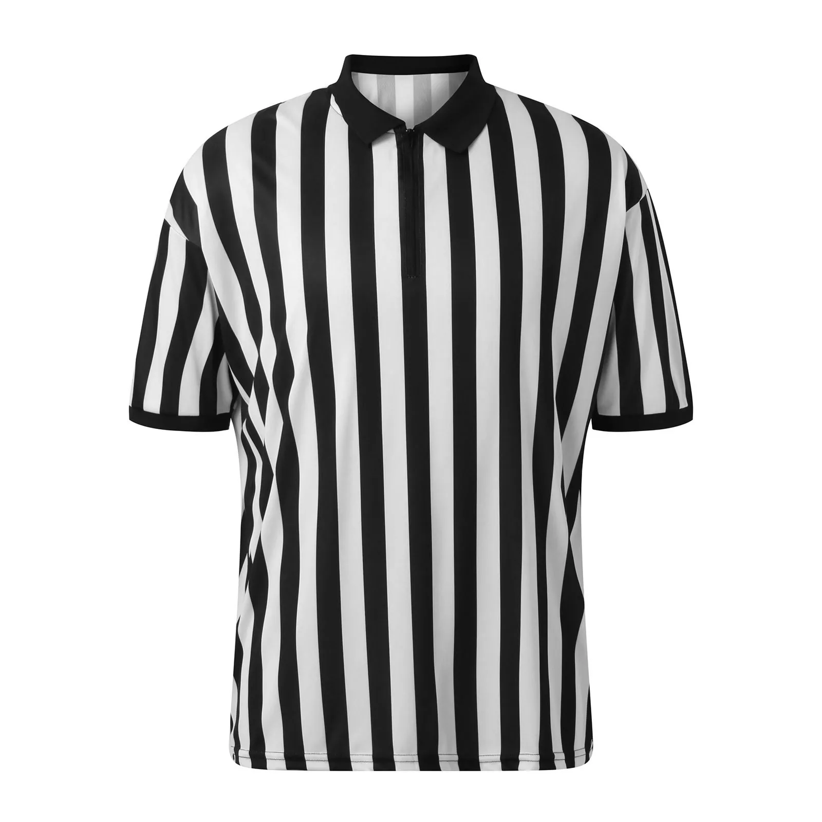 Men’S Referee Polo Shirt Football Game Mens Zipper Shirt Short Sleeve High-Quality Golf Polo Collar Cool Men's Shirt Summer