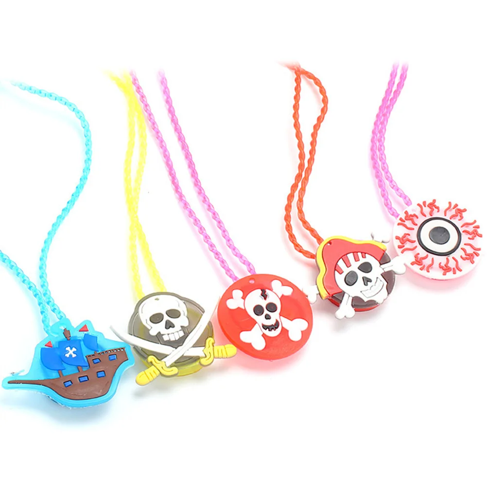 

12pcs LED Necklace Halloween Pendant Party Necklaces Glowing Necklace Children Plastic Chain Soft Bead Daily Decor