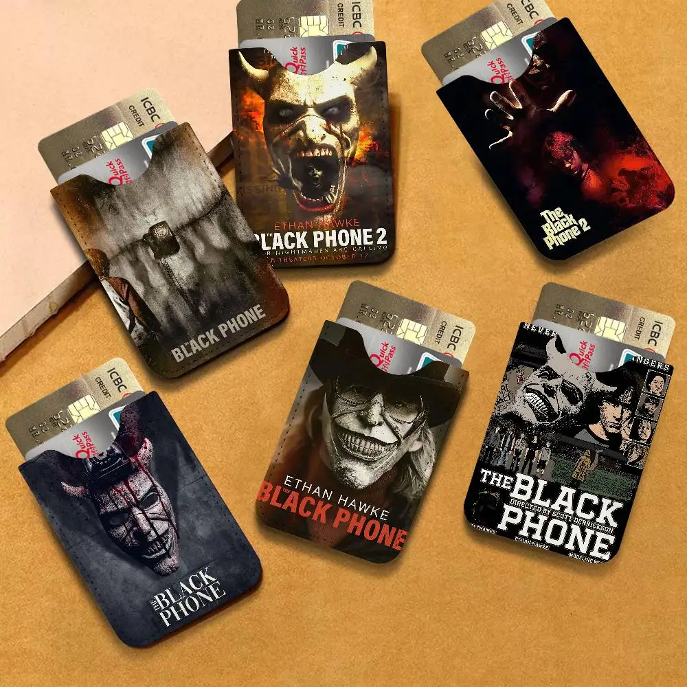 Horror Movie Black Phone Creative Printed with Leather Protective Case Business Portable Letter Pattern Leather Credit Bags