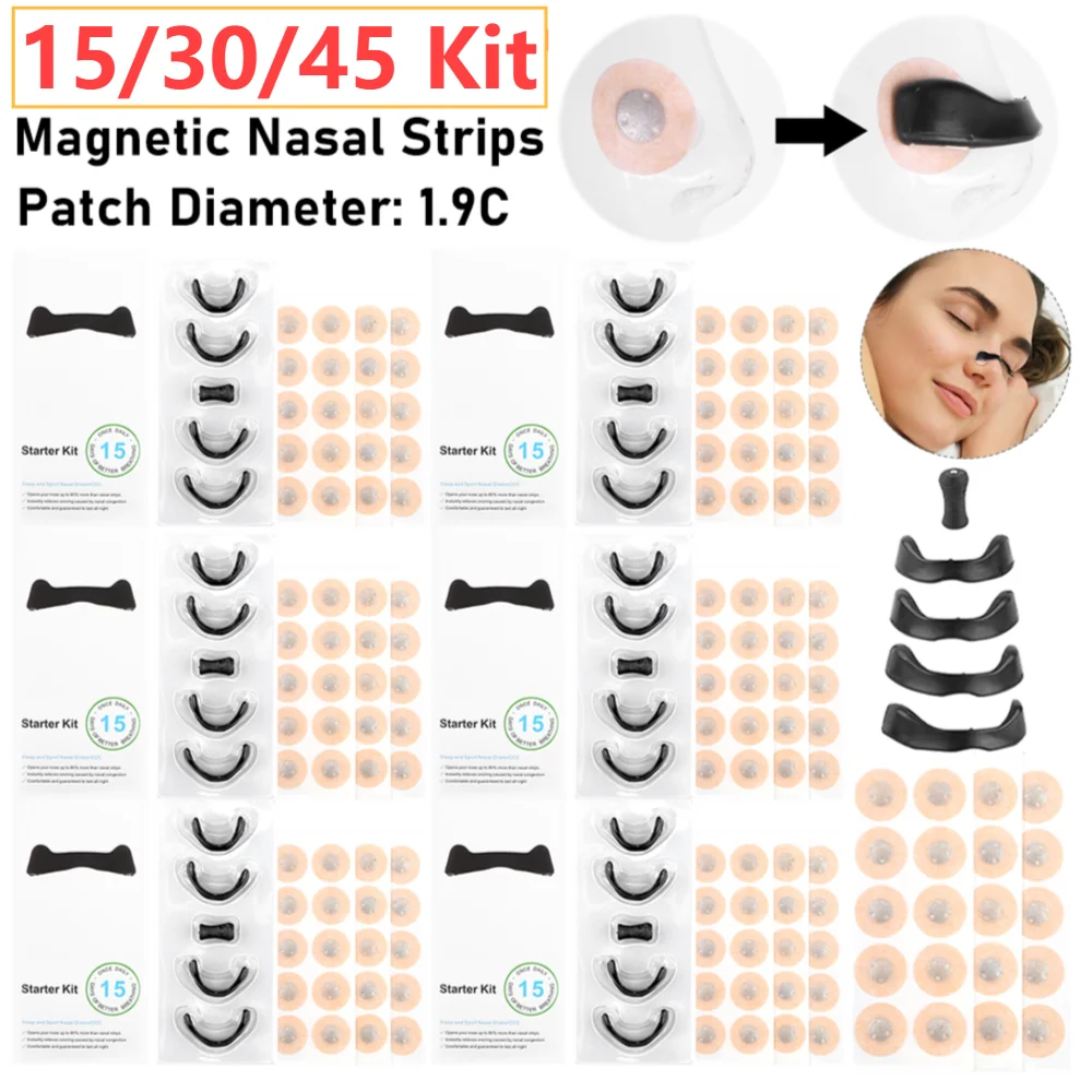 1/2/3Kits Magnetic Nasal Strips&Clips Nasal Breathing Dilators Air Intake Improve Sleeping Reduce Snoring Nasal For Nighttime ﻿