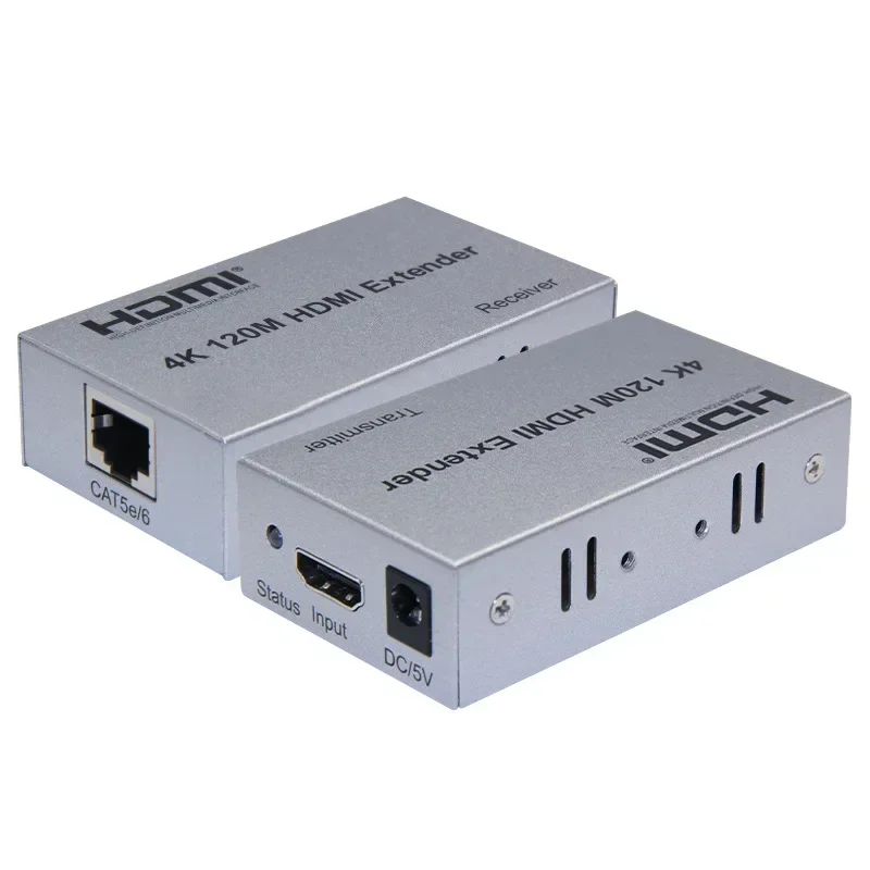 4k 100M HDMI Extender 120m Via Cat5e Cat6 Rj45 Ethernet Cable Video Transmitter and Receiver for Camera Laptop PC To TV Monitor