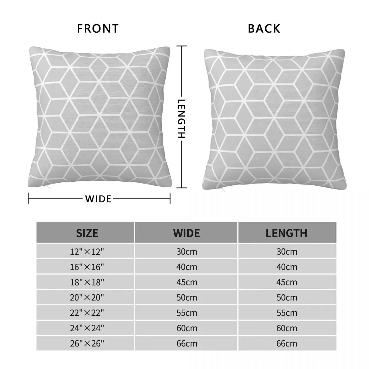 Lightgrey Interlocked Hexagon Lattice Square Pillowcase Polyester Linen Velvet Pattern Zip Throw Pillow Case Home Cushion Cover