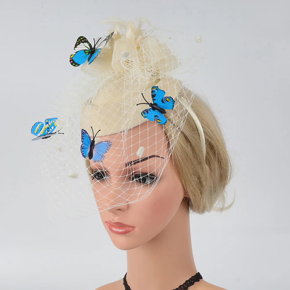 

1pc Net Gauze Hair Headband Elegant Mini Hat Stylish Party Decorative Headdress For Women Wedding Costume Accessories