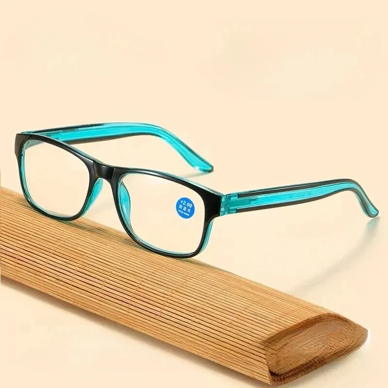 Lunettes de lecture anti-lumière bleue, lunettes de presbytie unisexes tendance à monture carrée transparente avec branches à ressort