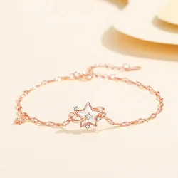 CYJ European AAA CZ Rose Gold Star Pendant S925 Sterling Silver Bracelet Chain For Women Birthday Party Jewelry
