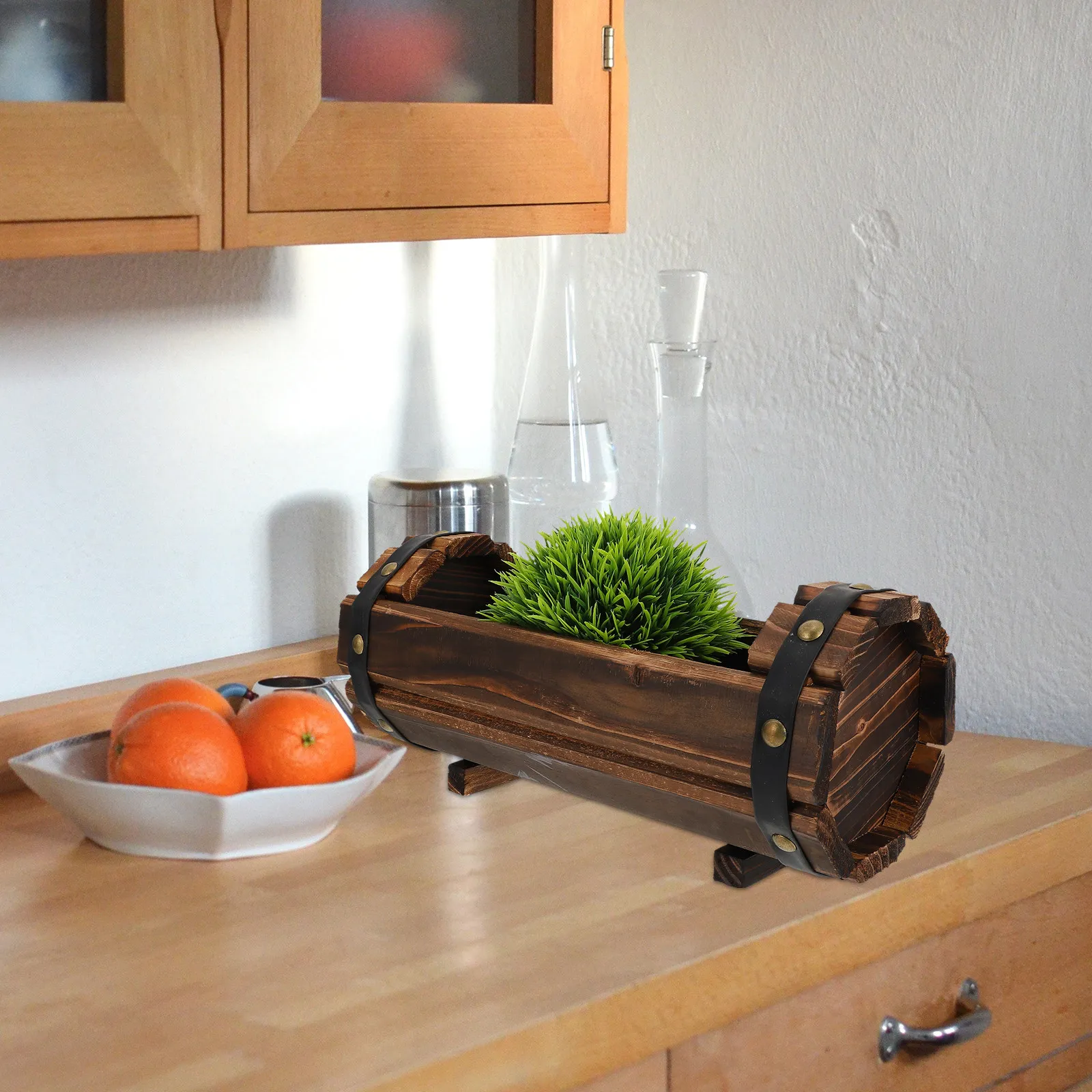 1Pcs Vintage Solid Wood Flower Box Anti-Corrosion Retro Style Wooden Flower Pot for Succulents Vegetables Balcony Garden Home