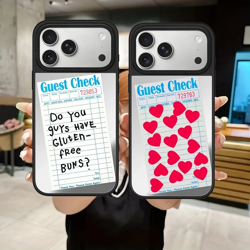 

Restaurant Notes Love Mirror Surface Magnetic Phone Case Cover for IPhone 12 13 14 15 16 17 Pro Max Case for IPhone 17 Air