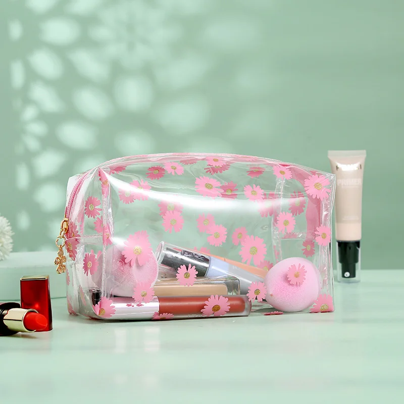 Transparent Chrysanthemum Makeup Bag Storage Bag Portable Lightweight Waterproof Makeup Bag Portable Simple Washing